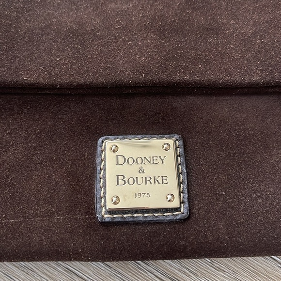 Dooney & Bourke Brown Suede fold over clutch - Picture 2 of 10